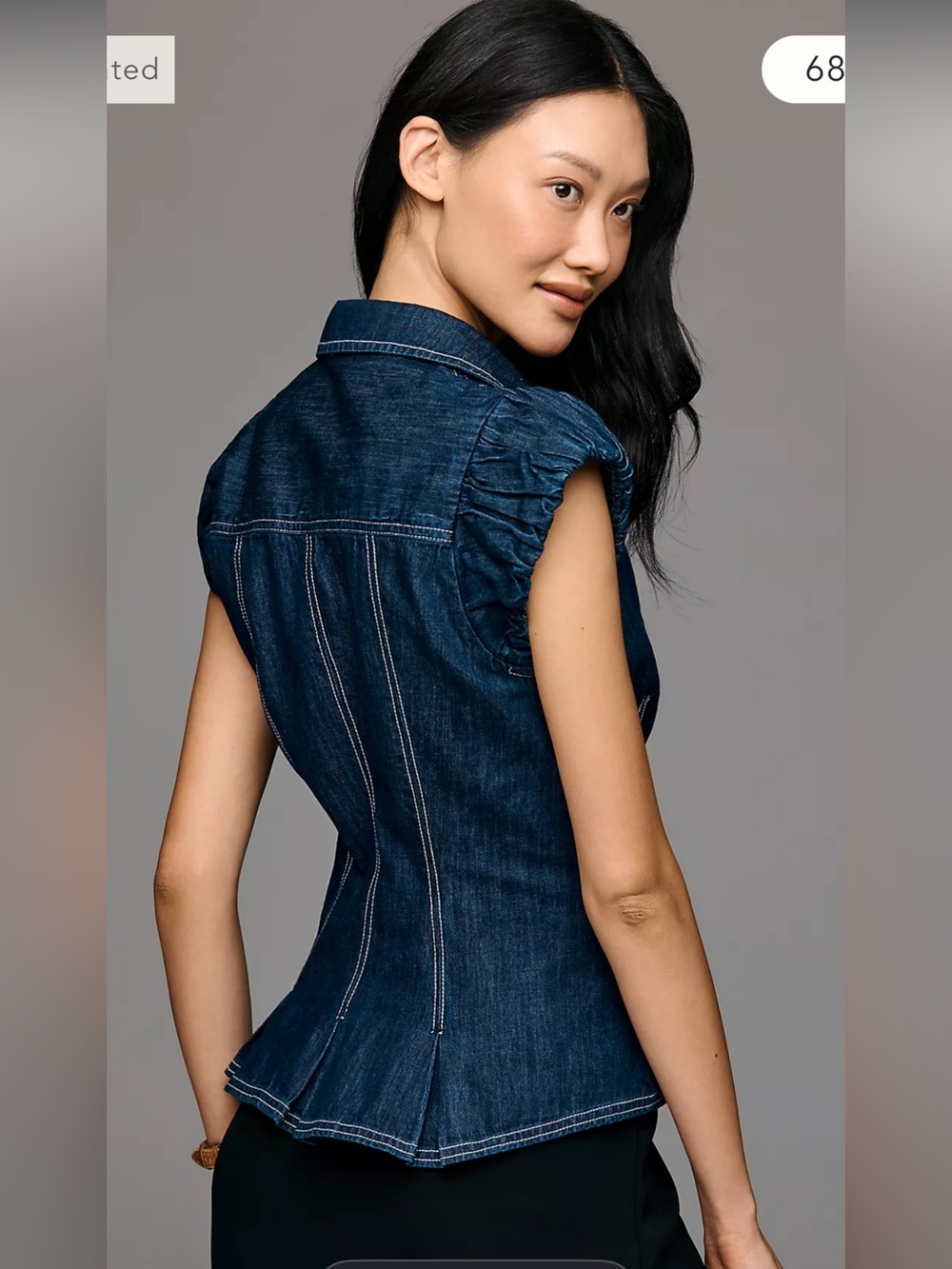 Pilcro Denim Puff Sleeve Top - Picture 2 of 6
